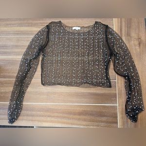 Black Bling Mesh Top